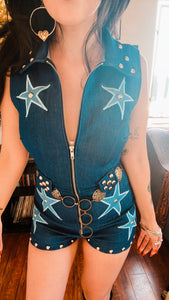The "Little Bitch Blue" Playsuit (READY TO SHIP)